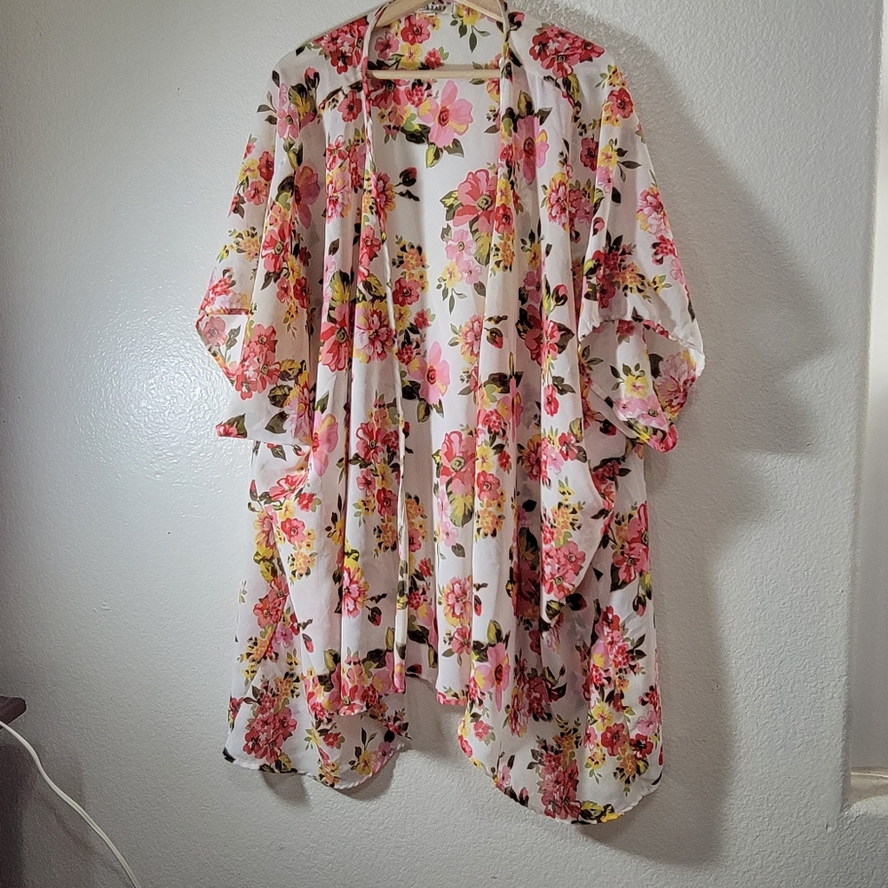 Mileage Open Front Cover up   Floral Print